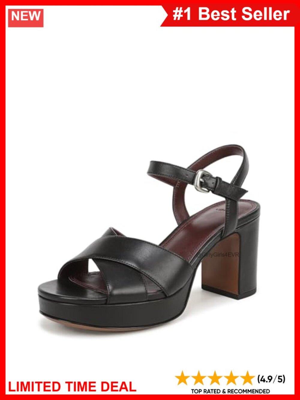 Platform Sandals with Slender Straps & Metal Buckle Open Toe Block Heel